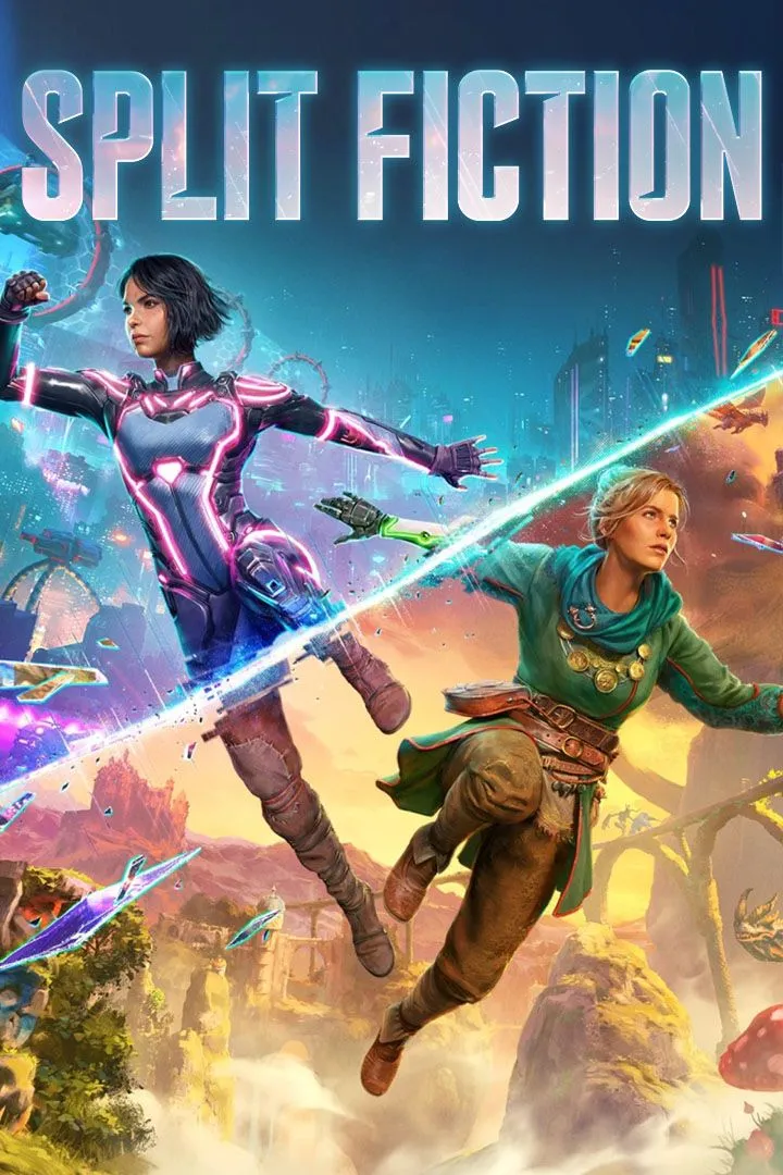 Ảnh bìa game Split Fiction, một tựa game co-op phiêu lưu giả tưởng từ Hazelight Studios