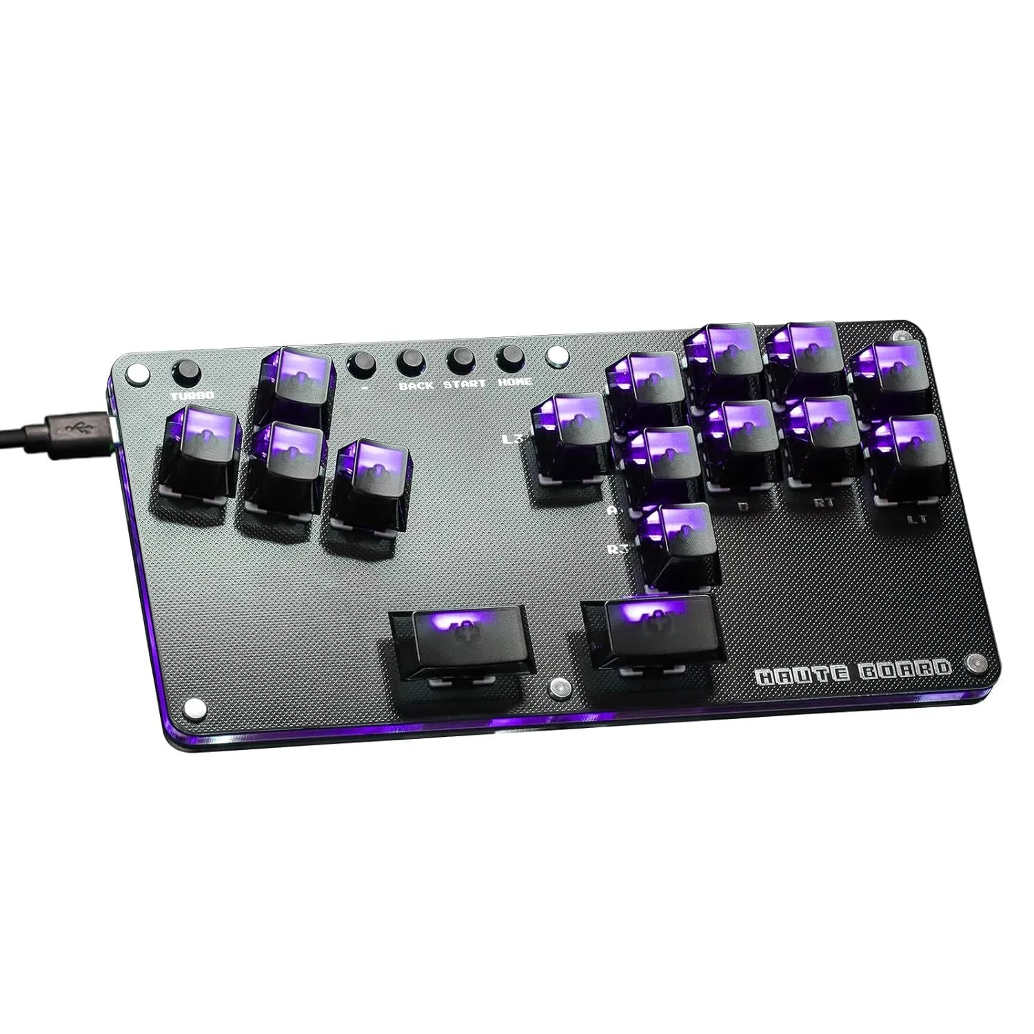 Bàn điều khiển Haute leverless màu đen với các phím cơ học và keycap vuông vắn.