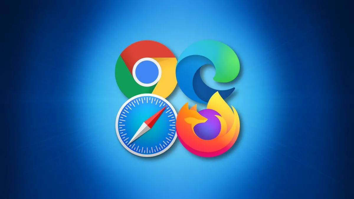 Biểu tượng các trình duyệt web hàng đầu như Chrome, Edge, Safari, Firefox
