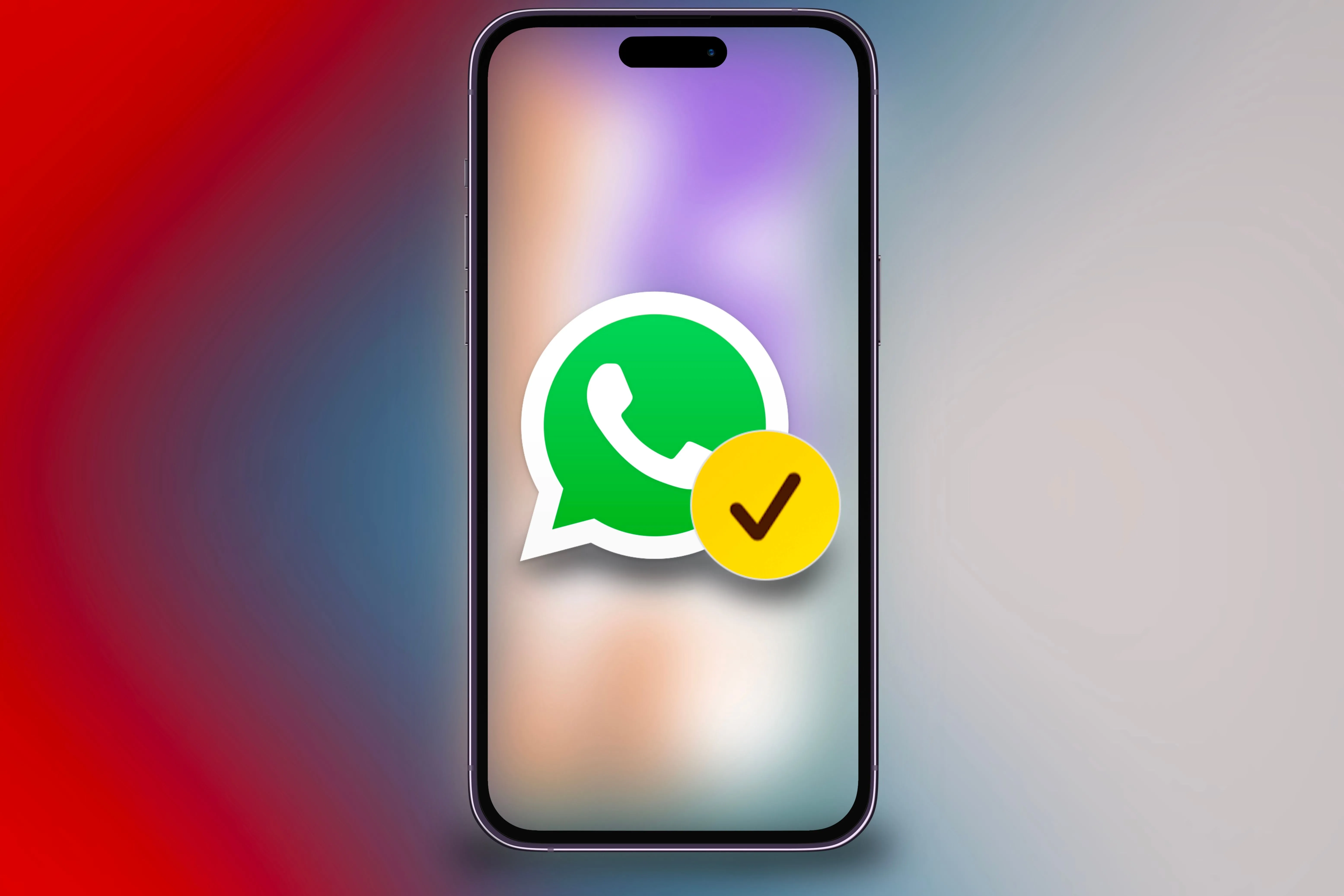 Biểu tượng Check In và WhatsApp hiển thị trên iPhone trên nền nhiều màu sắc.