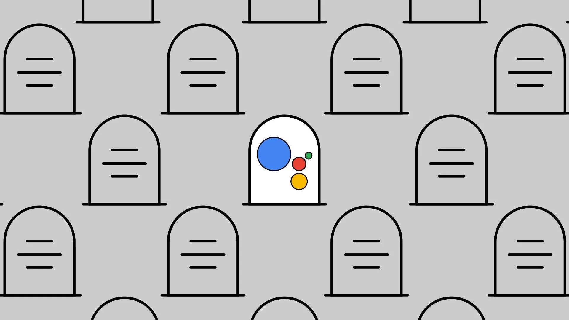 Biểu tượng hình bia mộ tượng trưng cho sự kết thúc của Google Assistant, mở đường cho Gemini.