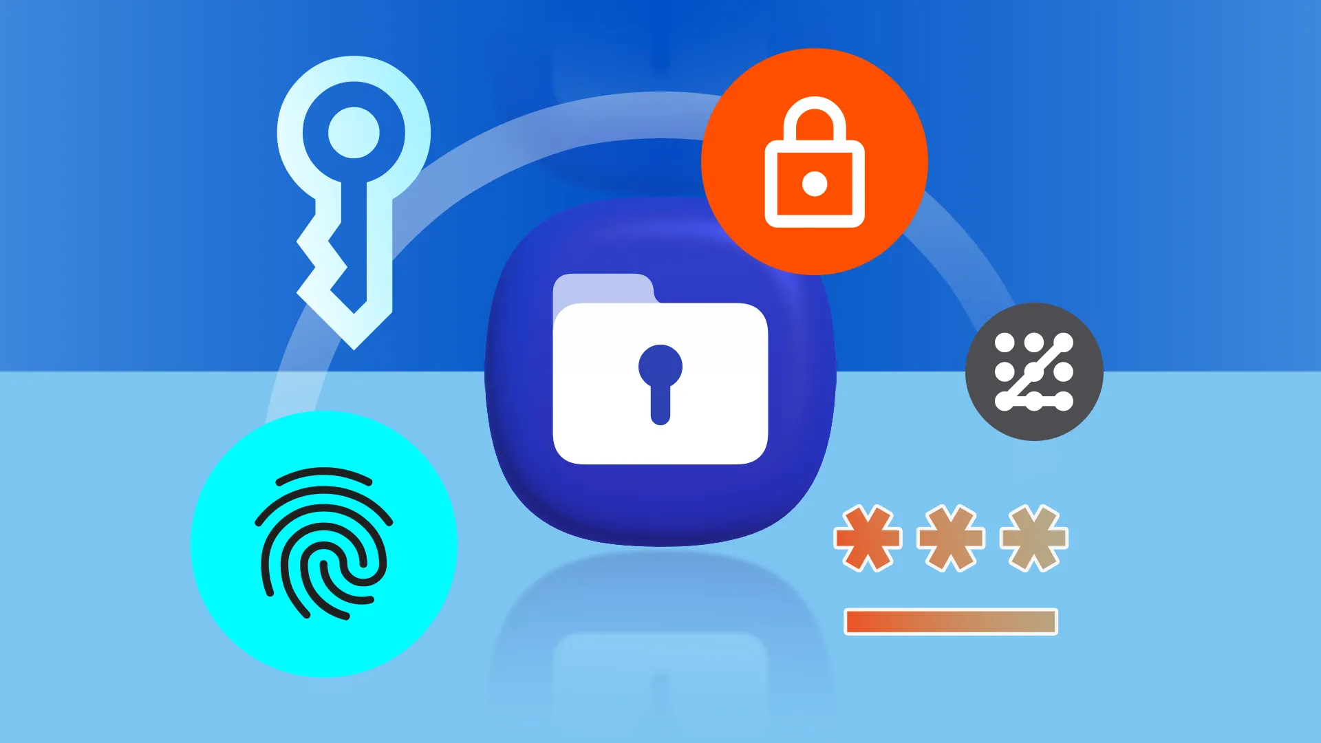 Biểu tượng Secure Folder của Samsung được bảo vệ bởi các biểu tượng bảo mật, minh họa tính năng thư mục an toàn trên điện thoại Galaxy.