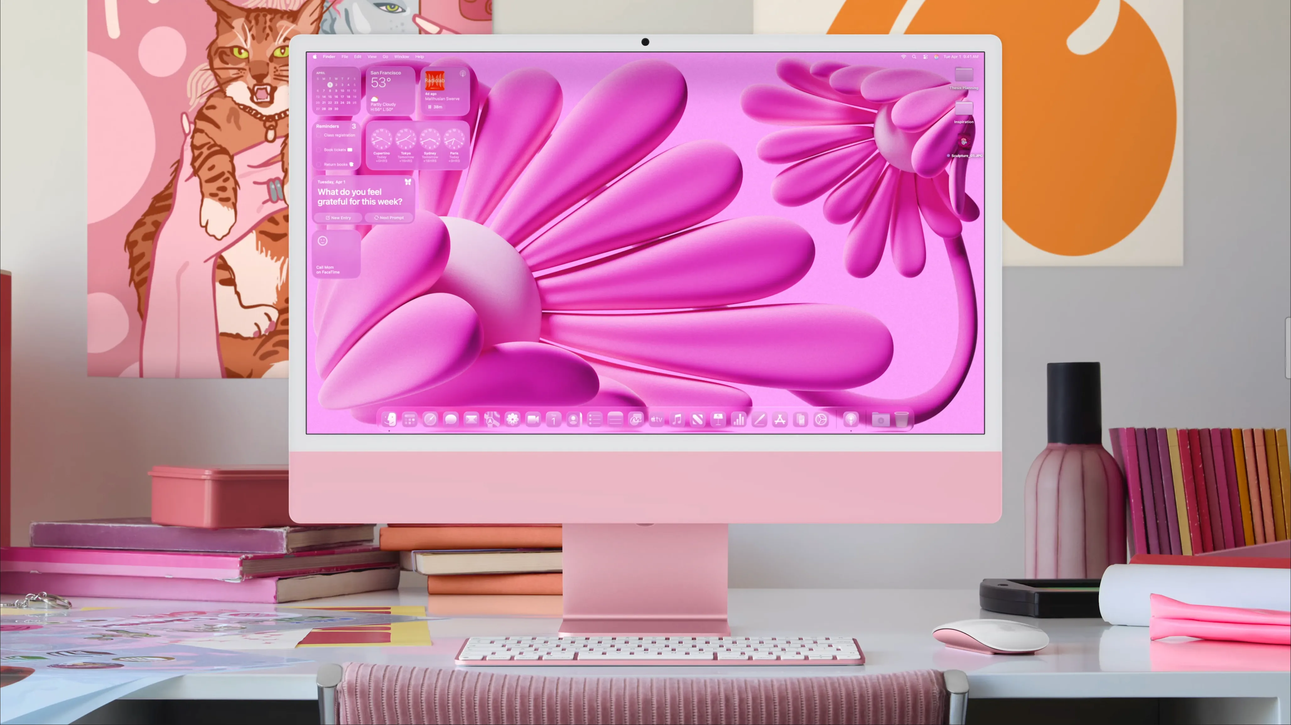 Các tùy chọn chủ đề màu hồng trong macOS 26 Tahoe