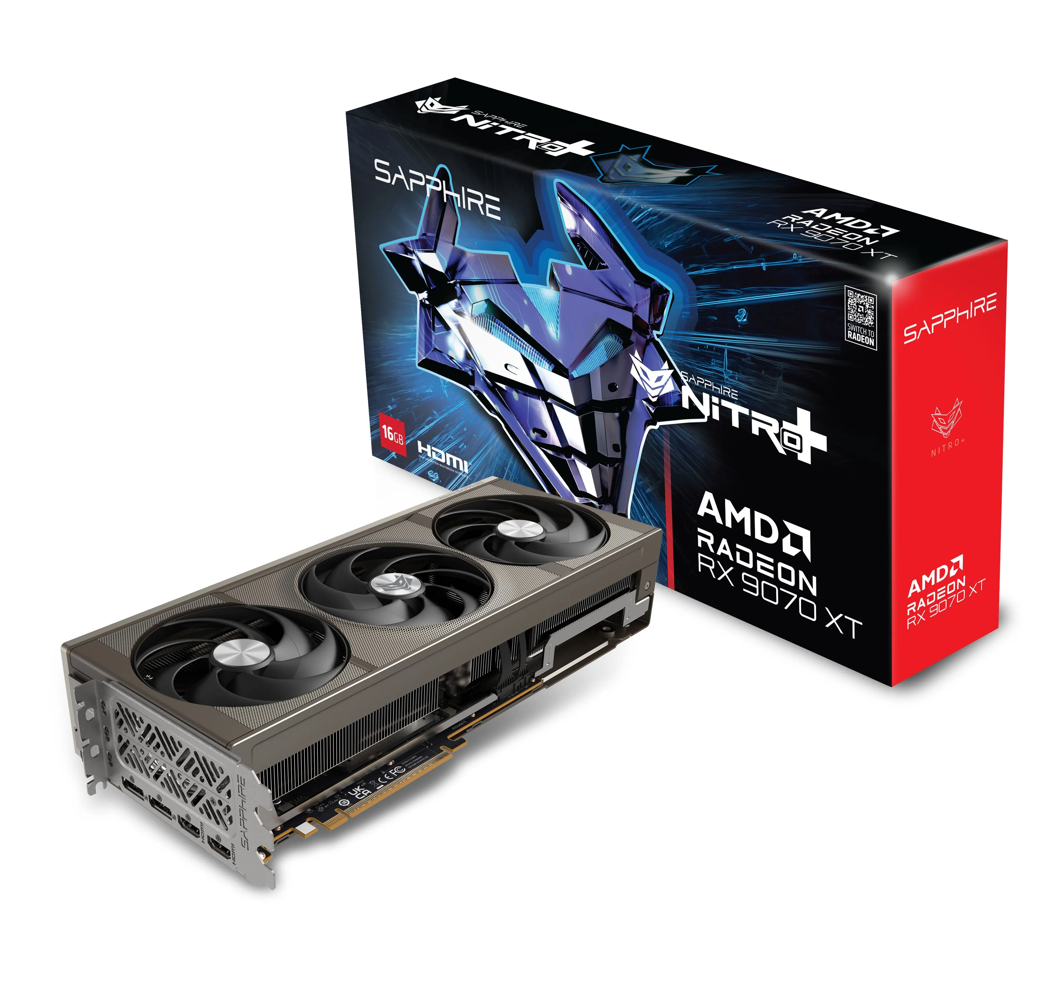 Card đồ họa Sapphire NITRO+ AMD Radeon RX 9070 XT với thiết kế tản nhiệt hiệu quả.