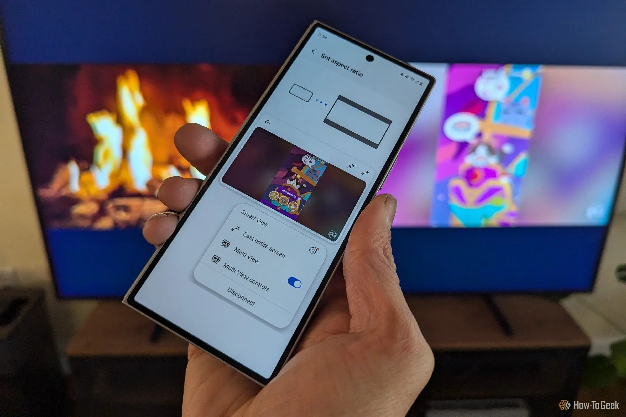 Chế độ xem đa cửa sổ Multi View trên Samsung Frame TV từ Galaxy Z Fold 6.