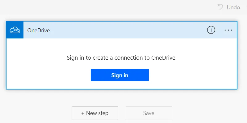 Đăng nhập tài khoản OneDrive để kết nối với trigger trong Power Automate for Web.