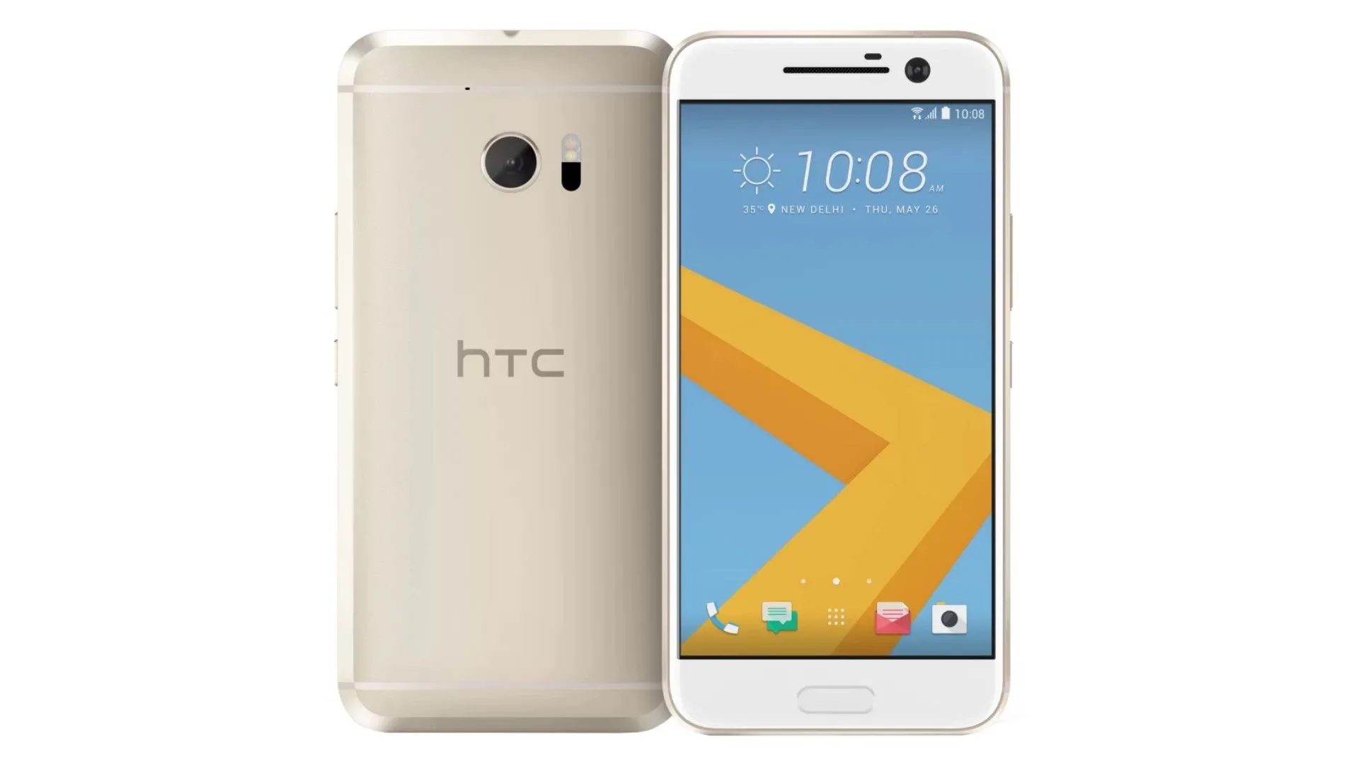 Điện thoại HTC 10 màu xám bạc, nổi bật với thiết kế kim loại nguyên khối, các cạnh vát tinh tế và viền màn hình mỏng hơn.