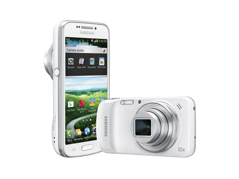 Điện thoại Samsung Galaxy S4 Zoom với ống kính zoom quang học 10x lớn lồi ra phía sau, kết hợp smartphone và máy ảnh