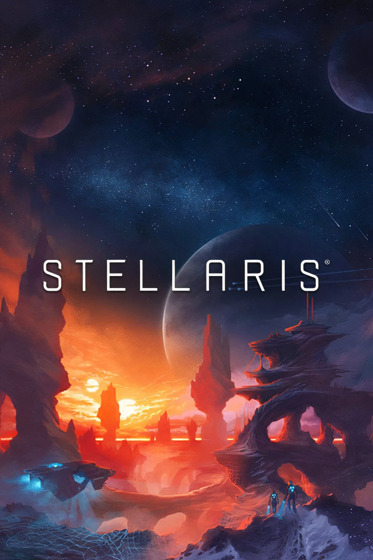Giao diện bản đồ thiên hà và các đế chế trong game chiến thuật Stellaris.