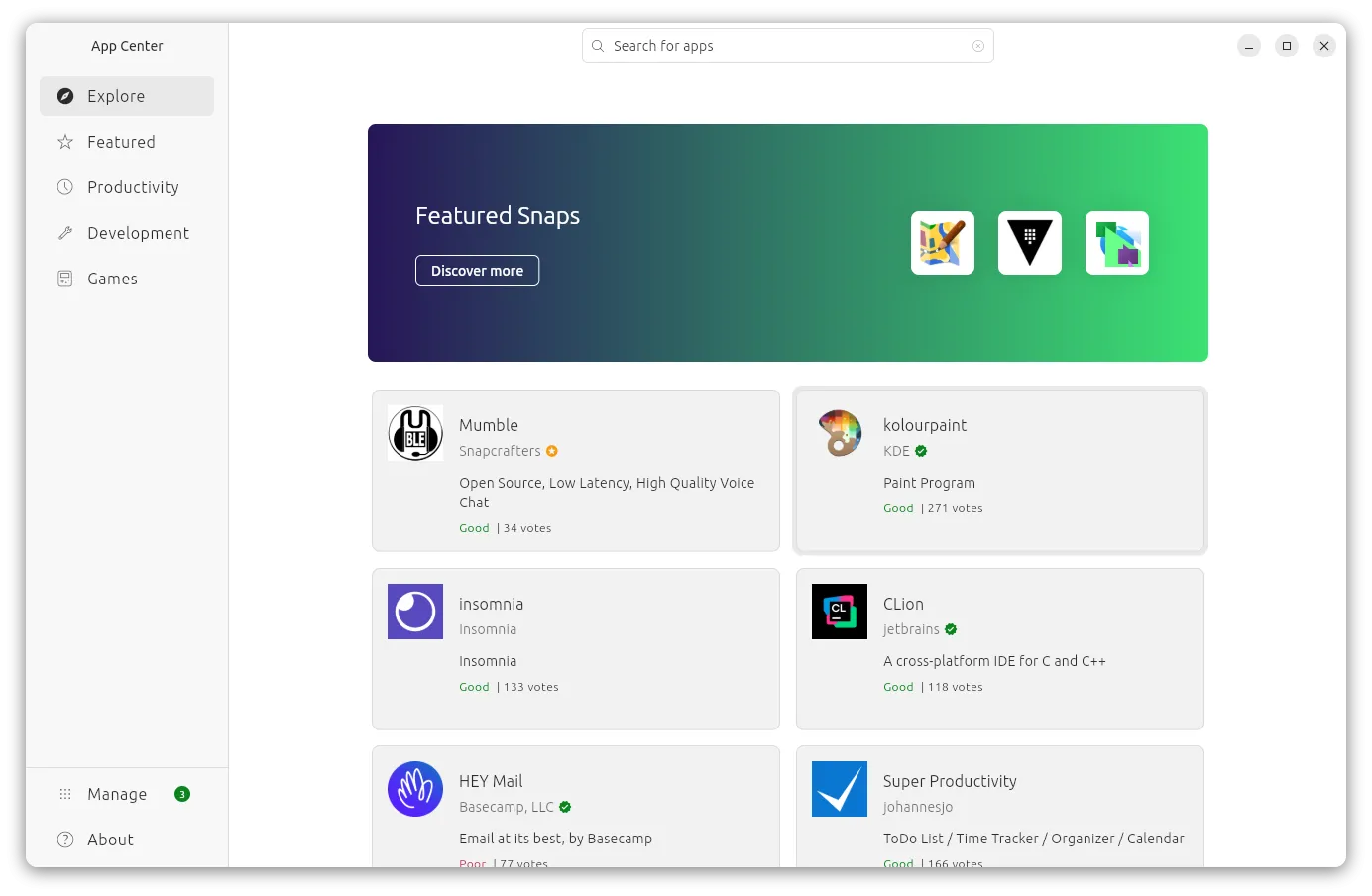 Giao diện Kho ứng dụng Ubuntu (Ubuntu Software Center), nơi người dùng dễ dàng tìm và cài đặt các phần mềm đã được kiểm duyệt.