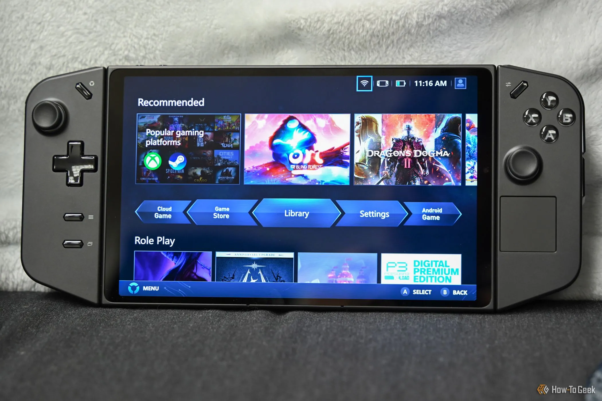 Giao diện Legion Space đang chạy trên máy chơi game cầm tay Lenovo Legion Go