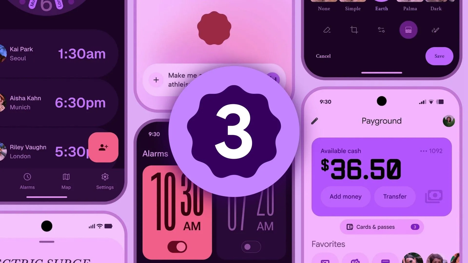Giao diện Material Design 3 trên Android, thể hiện phong cách thiết kế hiện đại và khả năng cá nhân hóa của Android.