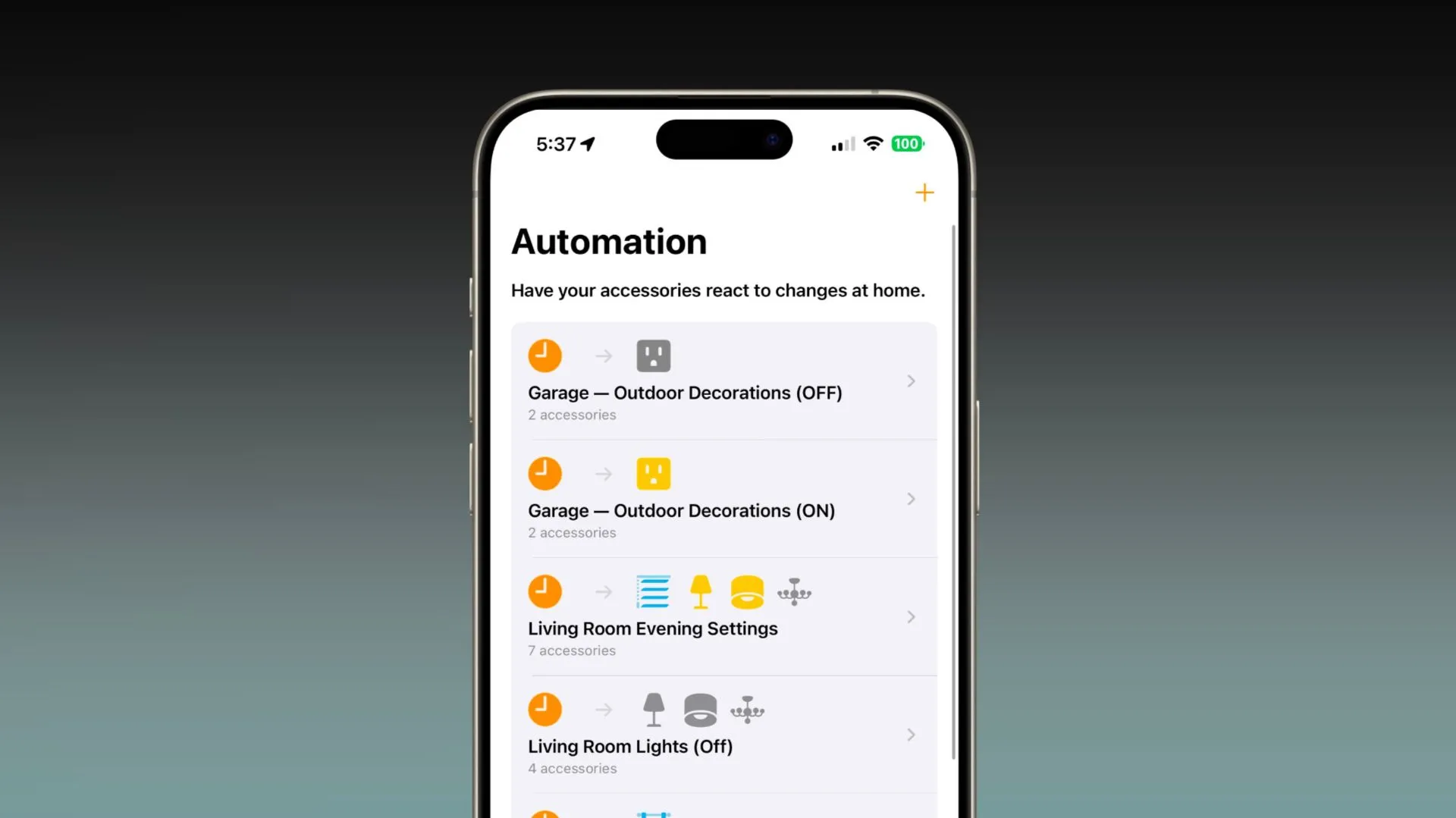 Giao diện ứng dụng Phím tắt trên iPhone hiển thị các tùy chọn tự động hóa