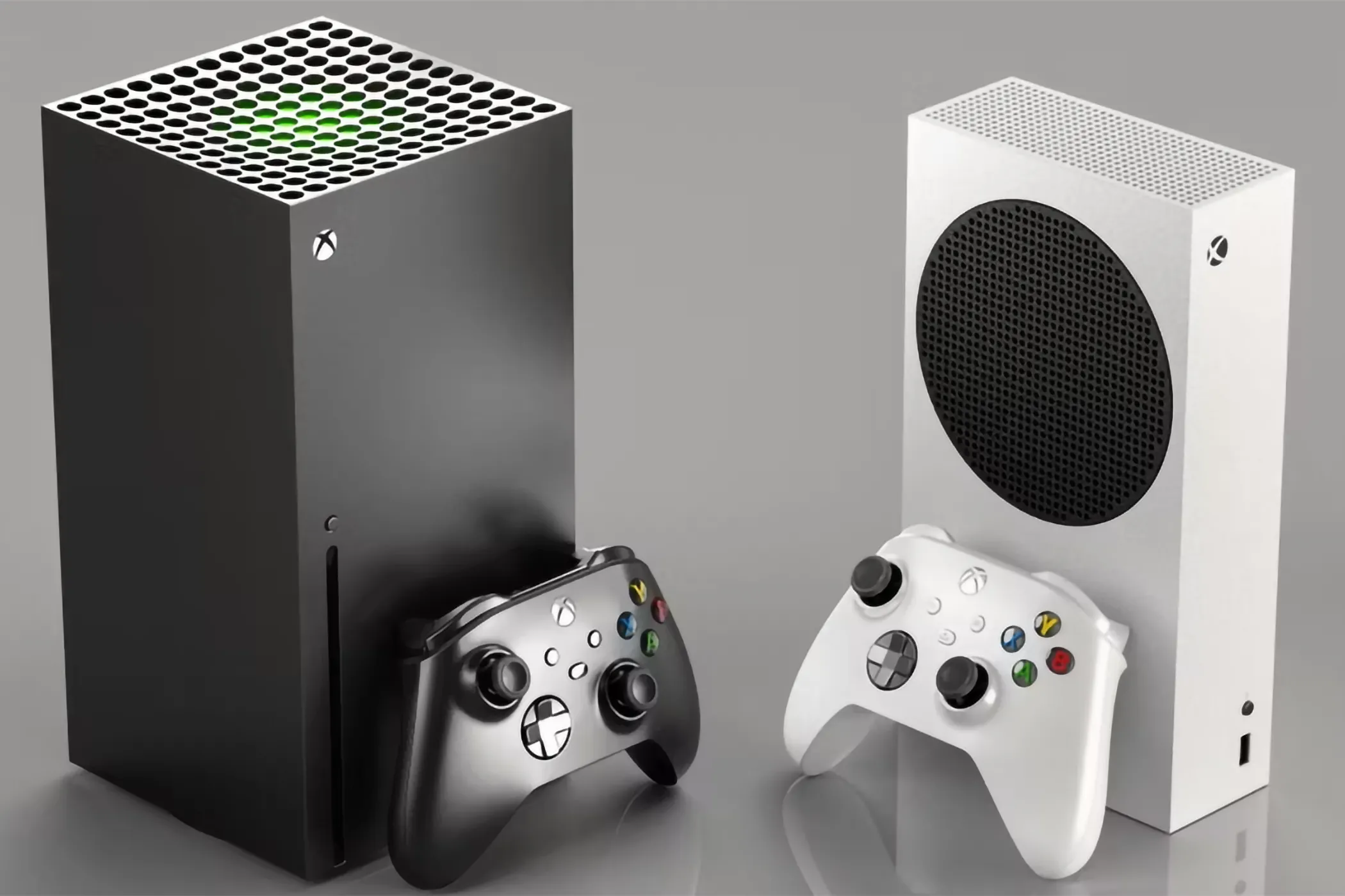 Hai máy console Xbox Series X và Xbox Series S đặt cạnh nhau, thể hiện chiến lược phần cứng kép của Microsoft.