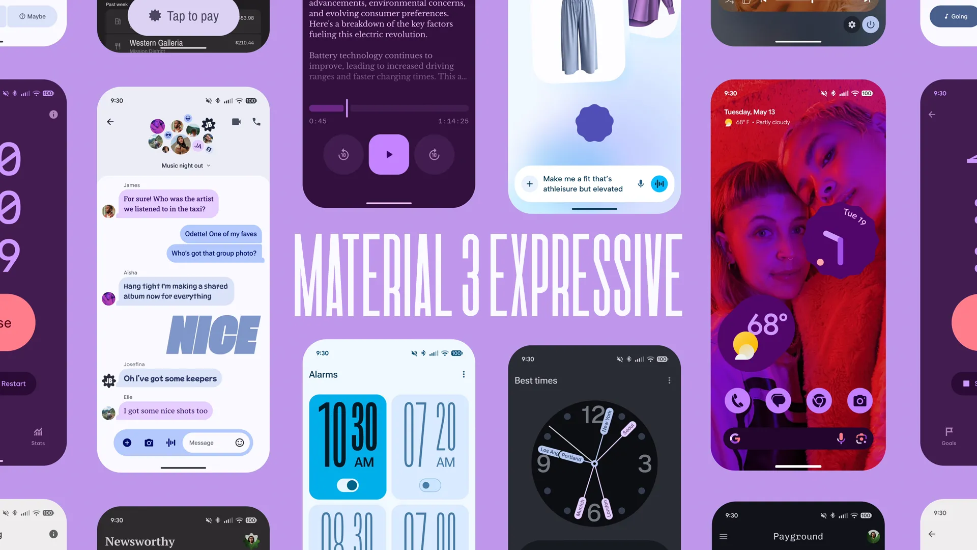 Hình nền hiệu ứng Shape mới trong Android 16 với Material Expressive, hiển thị ảnh được cắt theo hình dạng trên nền màu đơn sắc.
