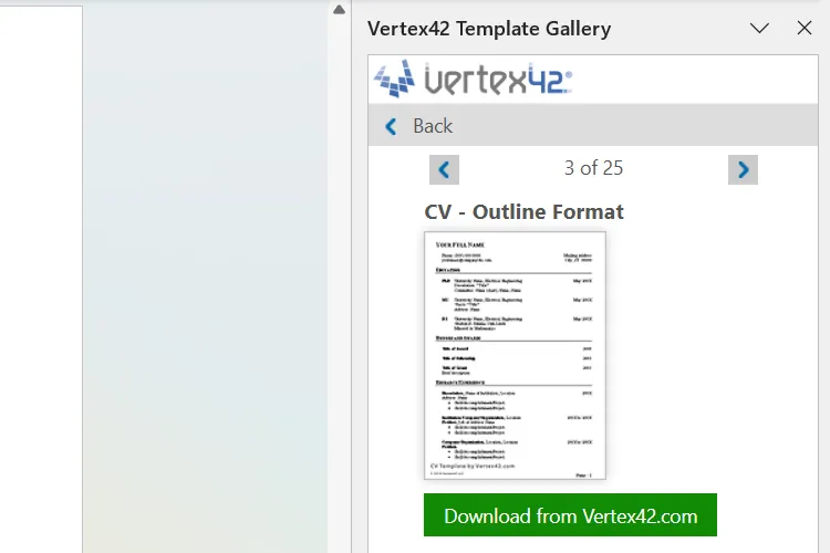 Khám phá thư viện hơn 400 mẫu tài liệu chuyên nghiệp từ add-in Vertex42 Template Gallery cho Word