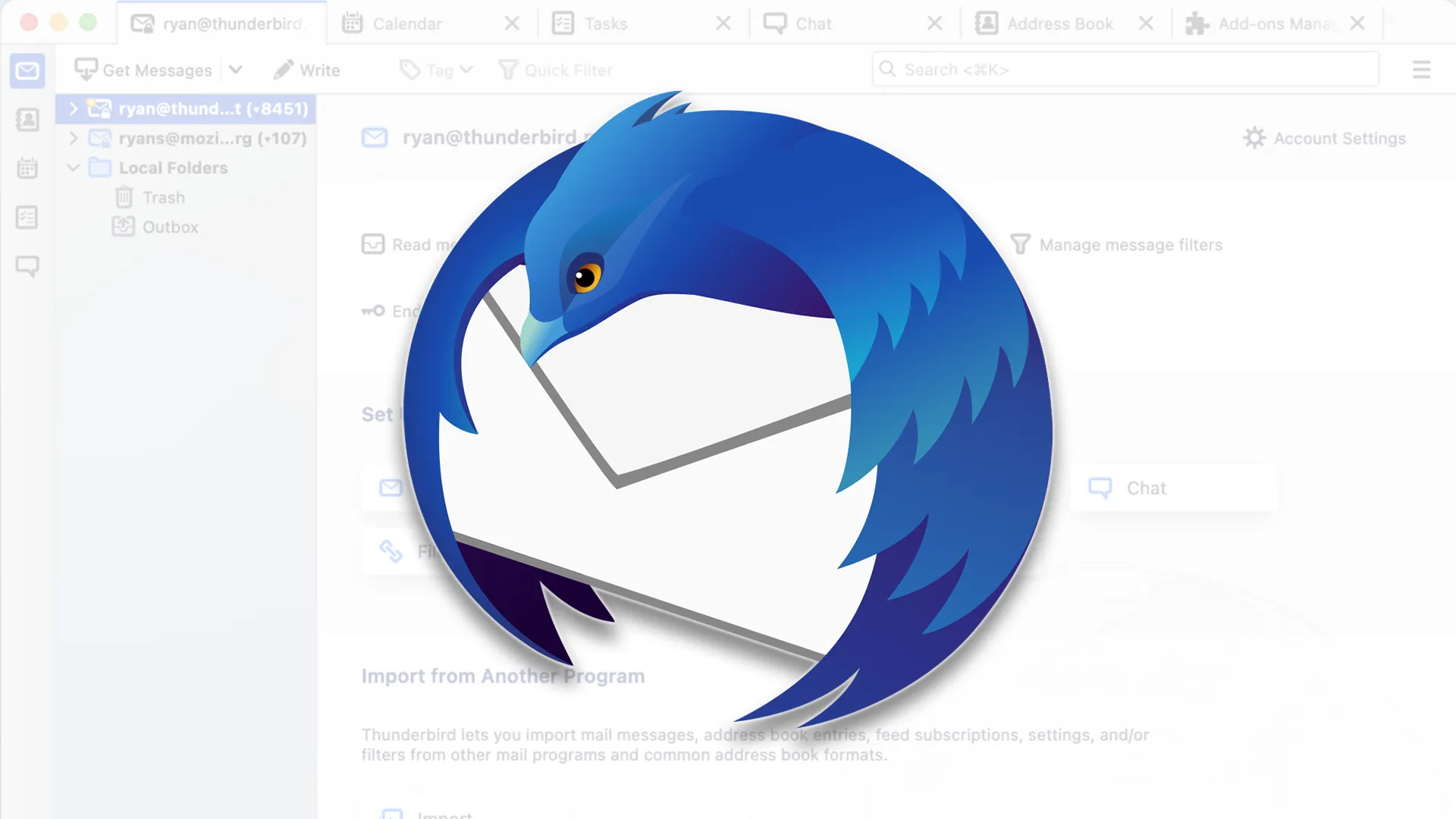 Logo ứng dụng email Thunderbird biểu tượng, đại diện cho bản cập nhật mới trên iOS và Android