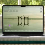 macOS Tahoe 26 trên MacBook với thiết kế Liquid Glass.
