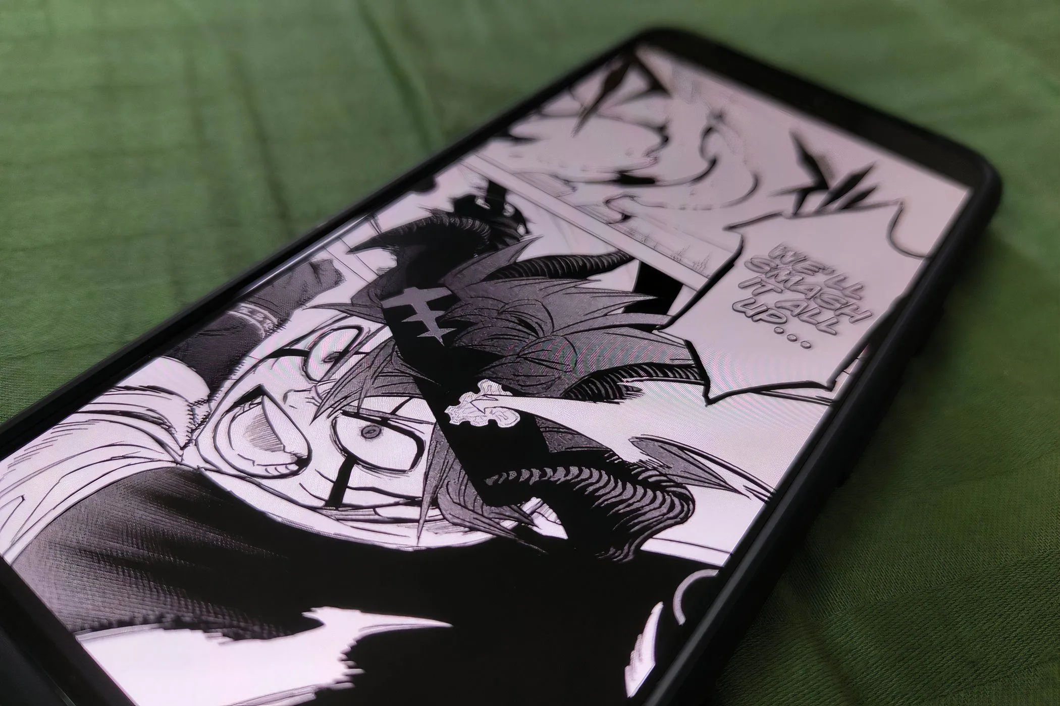 Màn hình hiển thị logo MANGA Plus và một số bìa truyện tranh phổ biến, minh họa ứng dụng đọc manga miễn phí chính thức.