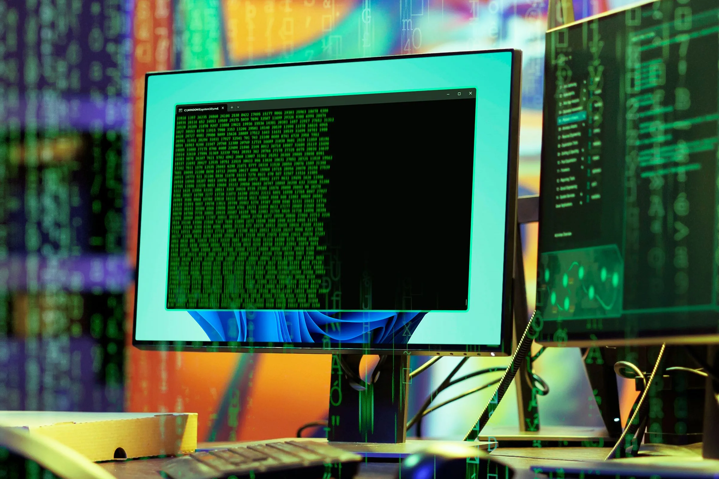 Màn hình máy tính hiển thị giao diện Windows Terminal với các dòng mã lệnh, tượng trưng cho quá trình kiểm toán mã nguồn phần mềm để phát hiện bom logic.