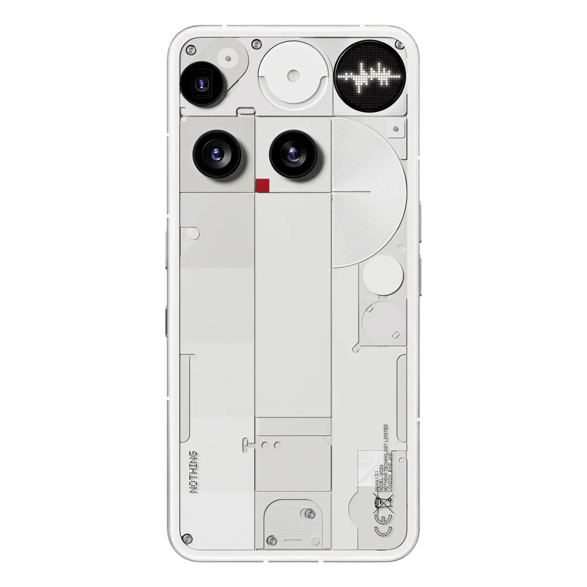 Mặt lưng Nothing Phone 3 với thiết kế trong suốt và cụm camera đặc trưng