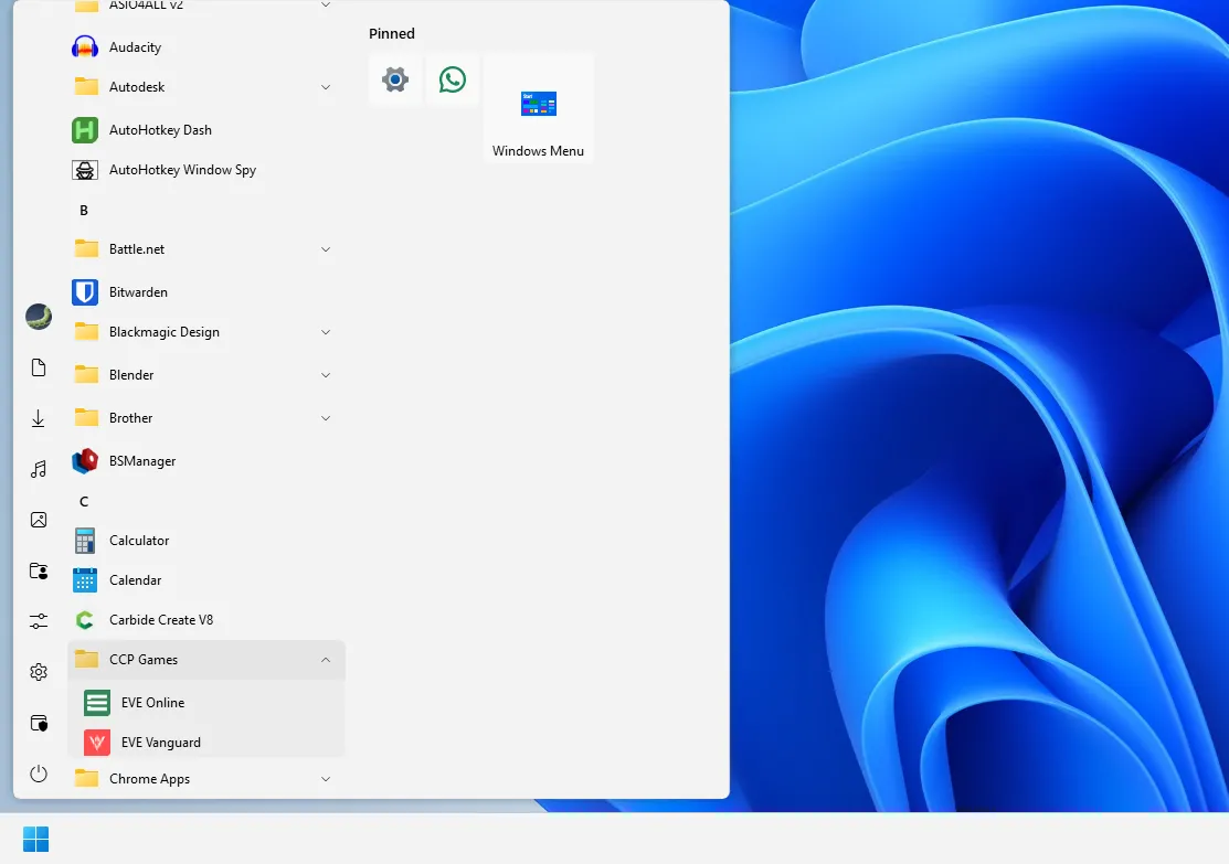 Menu Start theo phong cách Windows 10 được khôi phục trên Windows 11 thông qua ứng dụng Start11.