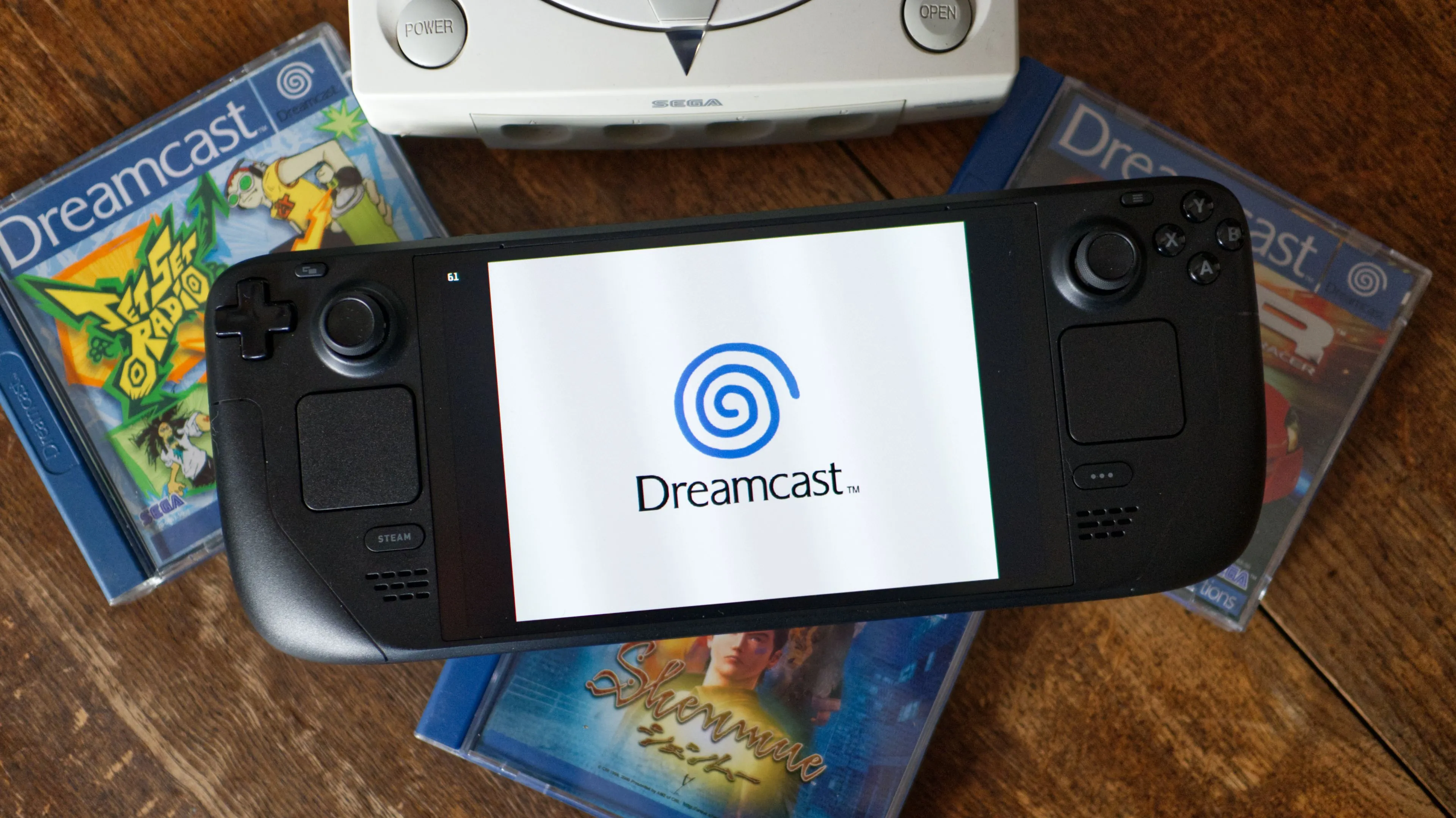 Một thiết bị Steam Deck đang chạy giả lập game Dreamcast.