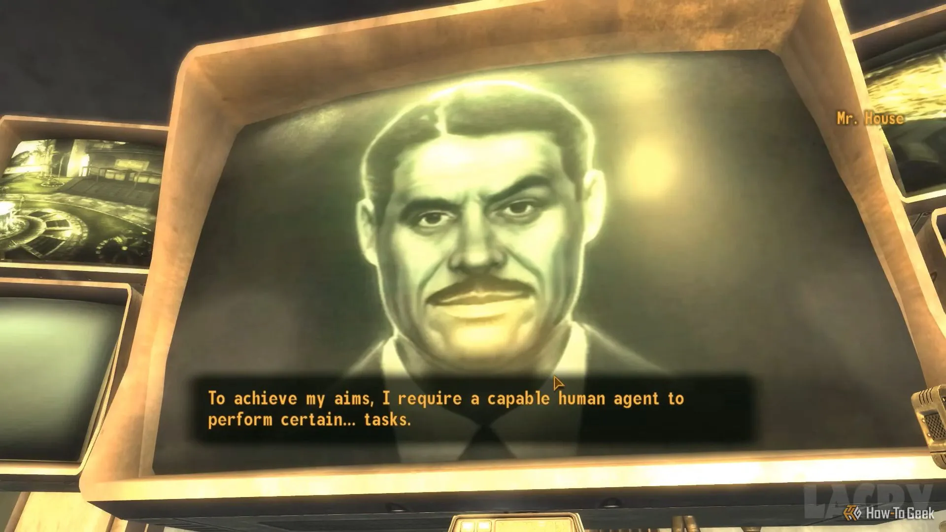 Nhân vật Mr. House trong Fallout New Vegas, đại diện cho cốt truyện sâu sắc của dòng game RPG Bethesda.