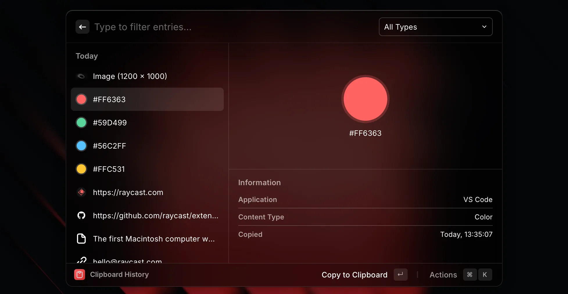 Raycast trên macOS hiển thị cửa sổ tìm kiếm và các tiện ích mở rộng