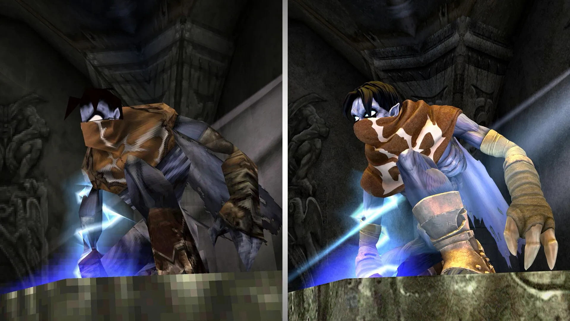 So sánh đồ họa giữa phiên bản PS1 và Remastered của game The Legacy of Kain: Soul Reaver.