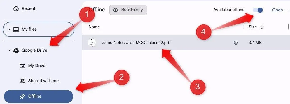 Thay đổi quyền truy cập ngoại tuyến của một tệp trên Chromebook để giải phóng dung lượng.