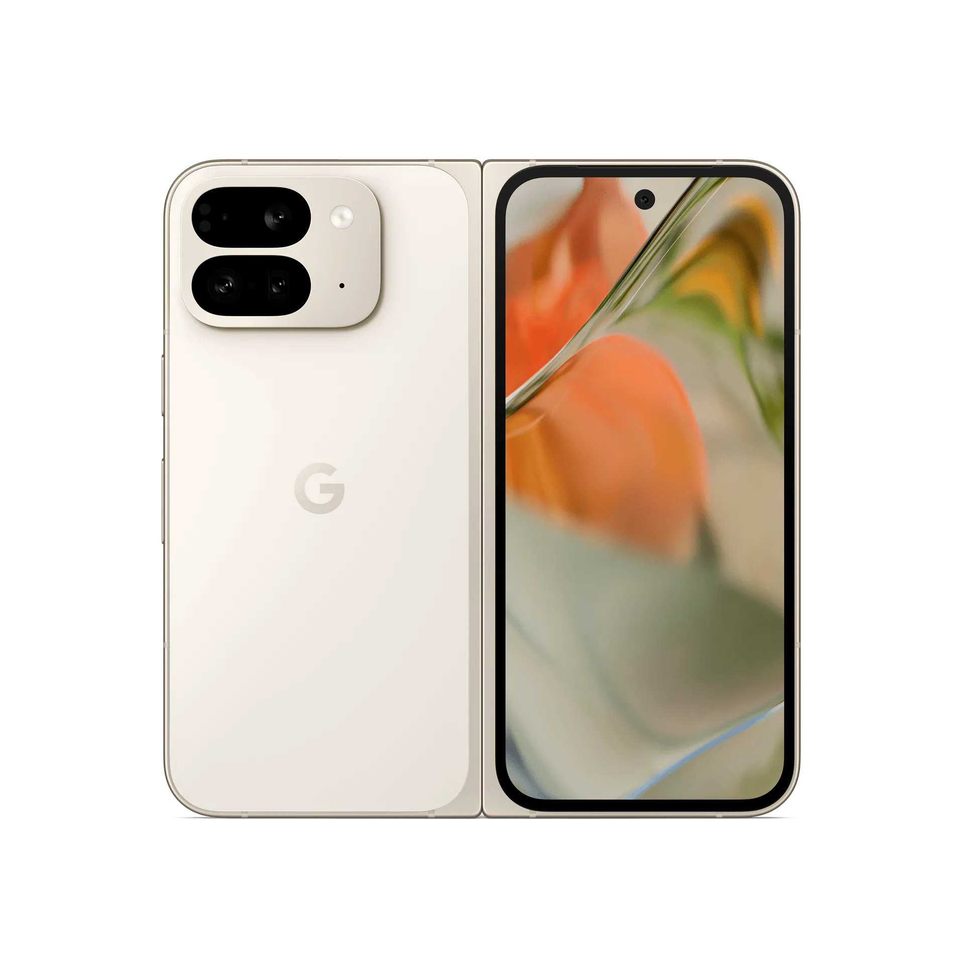 Thiết bị gập Google Pixel 9 Pro Fold màu tối với màn hình hiển thị rõ ràng.