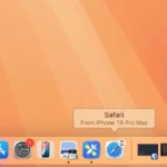 Thông báo Handoff của Safari trên màn hình MacBook, cho phép tiếp tục duyệt web từ iPhone hoặc iPad.