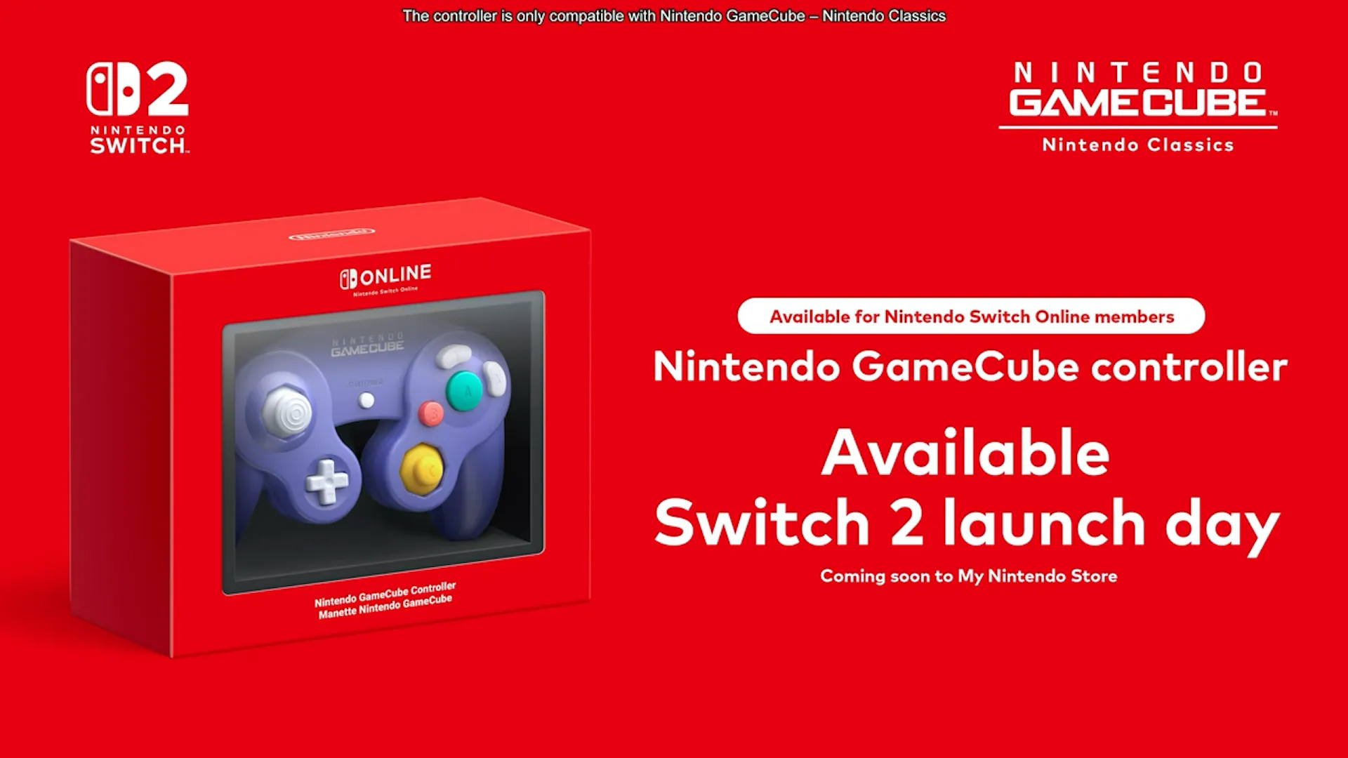 Thông báo về tay cầm Nintendo GameCube tương thích với Switch 2, xác nhận khả năng giả lập game GameCube trên hệ máy mới.