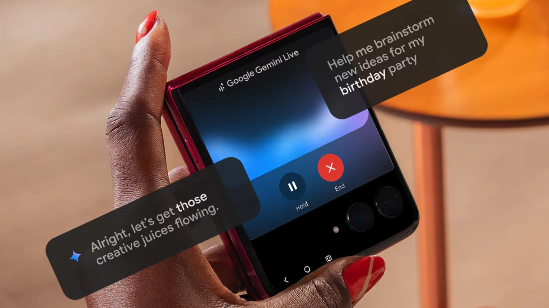 Tính năng Google Gemini Live hoạt động trên Moto Razr Ultra (2025).