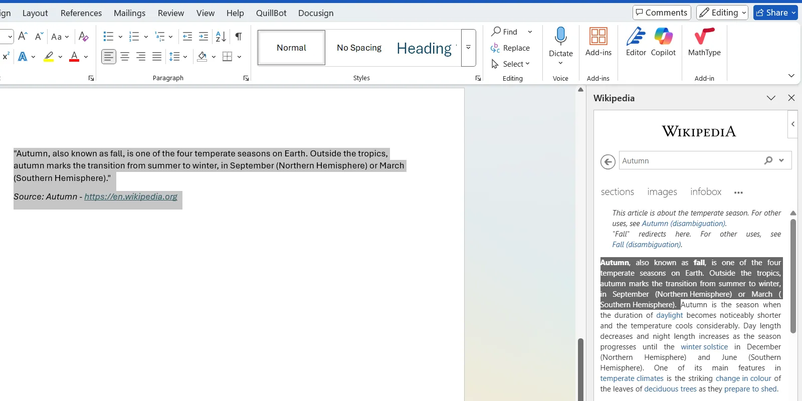 Tra cứu và chèn thông tin từ Wikipedia trực tiếp vào tài liệu Word bằng add-in