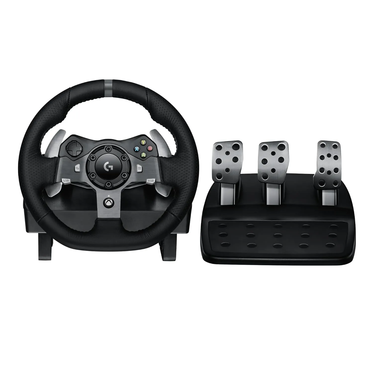 Vô lăng Logitech G920 Driving Force và bàn đạp, phiên bản tương thích với Xbox, cũng được giảm giá mạnh.