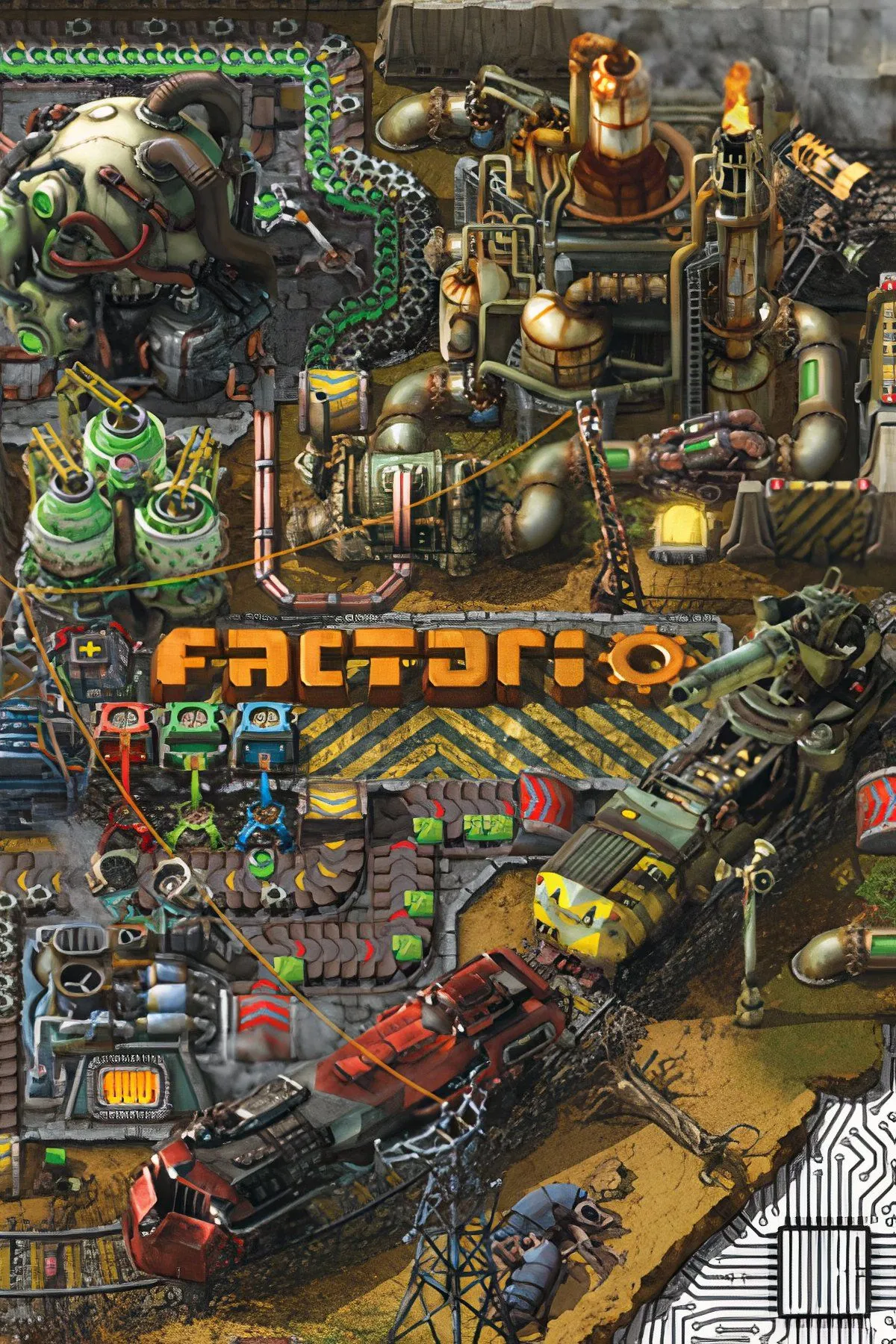 Xây dựng nhà máy tự động hóa phức tạp trong game Factorio.