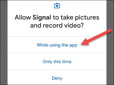 Yêu cầu cấp quyền truy cập camera trên thiết bị Android