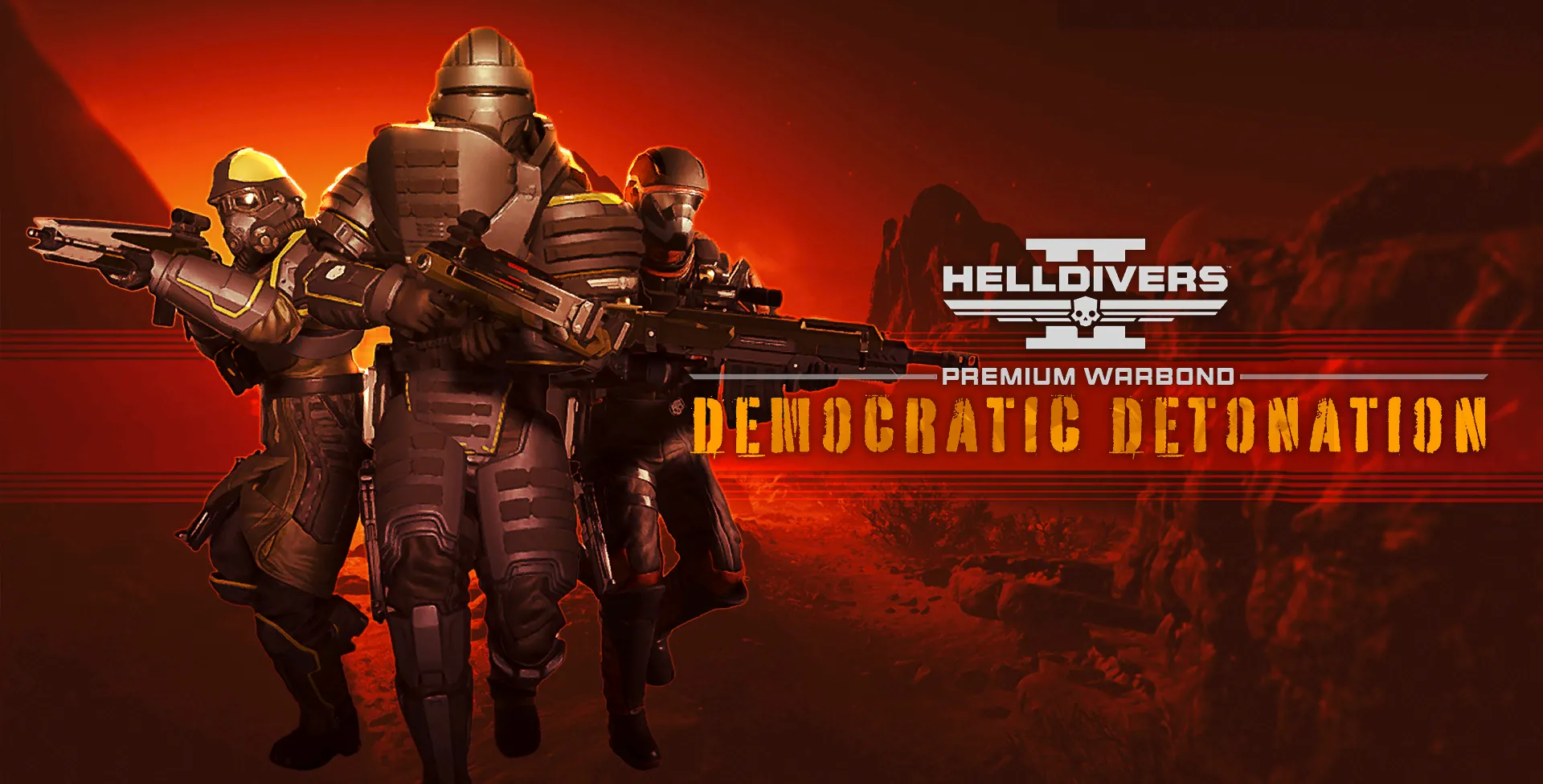 Ảnh bìa Warbond Democratic Detonation từ game Helldivers 2.
