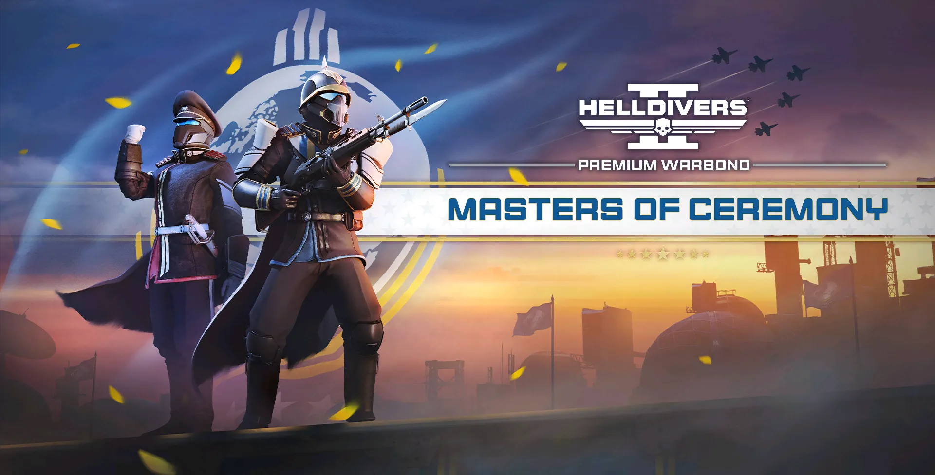 Ảnh bìa Warbond Masters of Ceremony từ game Helldivers 2.