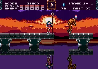 Ảnh chụp màn hình game Castlevania Bloodlines minh họa thể loại Metroidvania