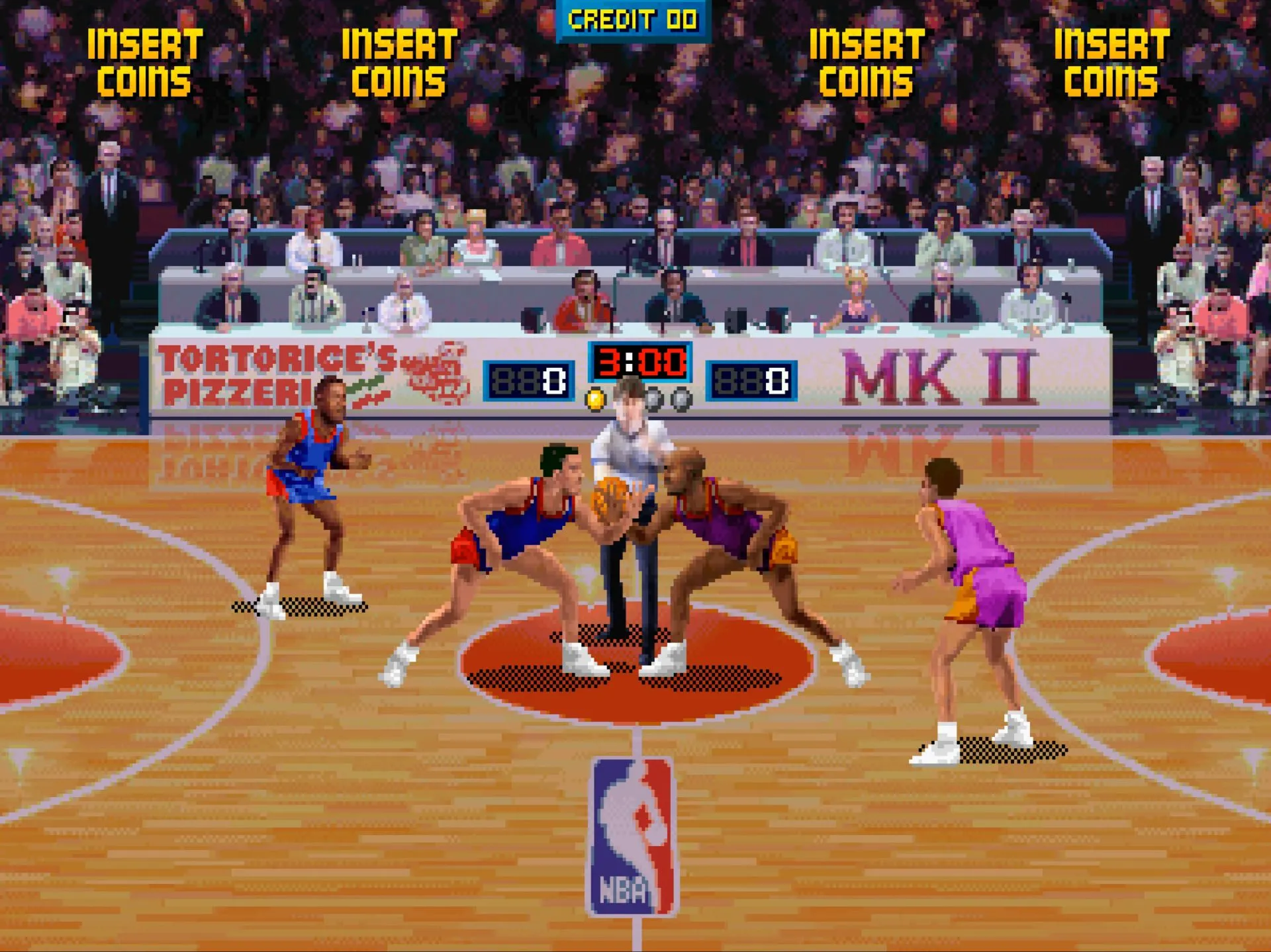 Ảnh chụp màn hình từ game bóng rổ arcade NBA Jam