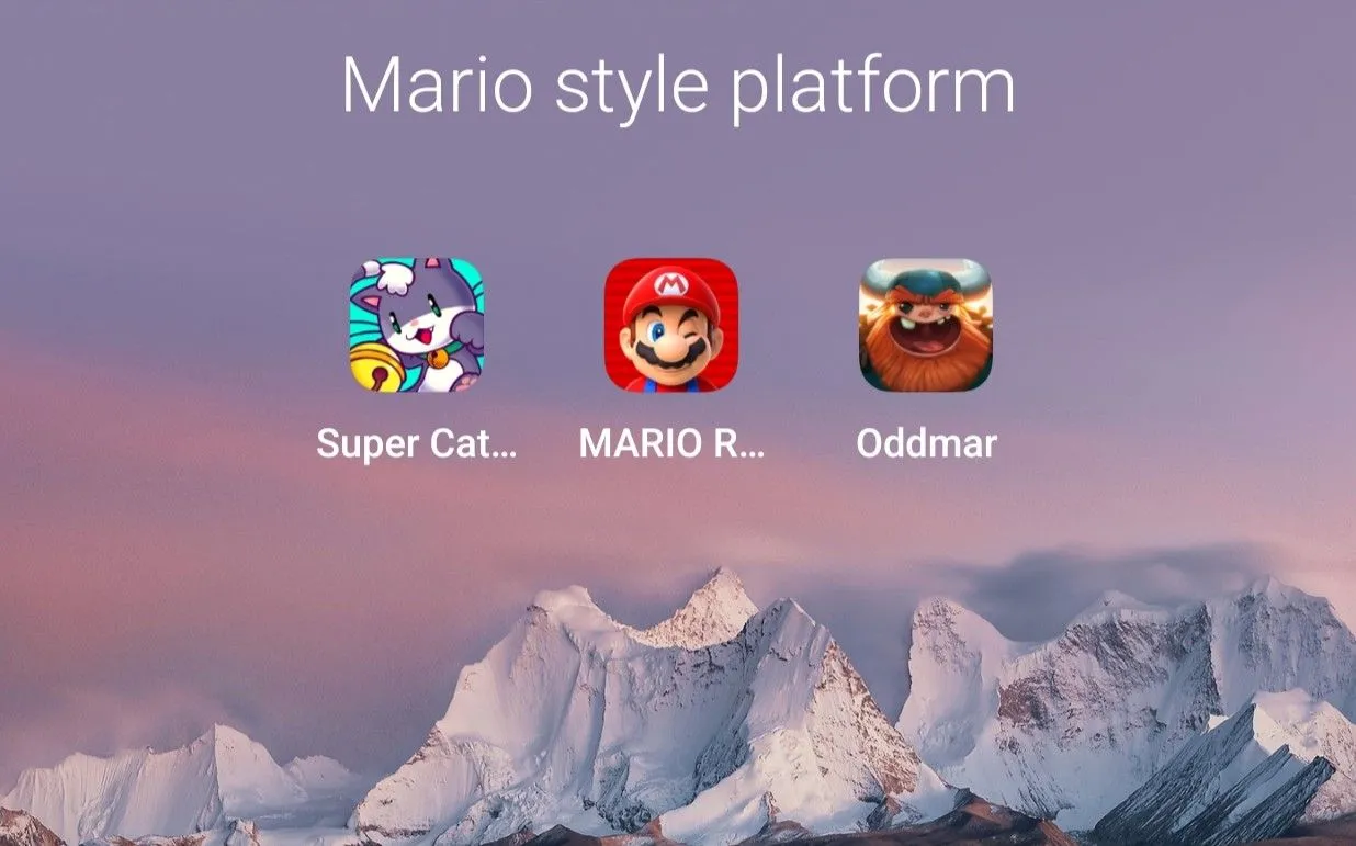 Ba tựa game platformer phong cách Super Mario được hiển thị trên điện thoại Android, minh họa các màn chơi đầy màu sắc và nhân vật đáng yêu