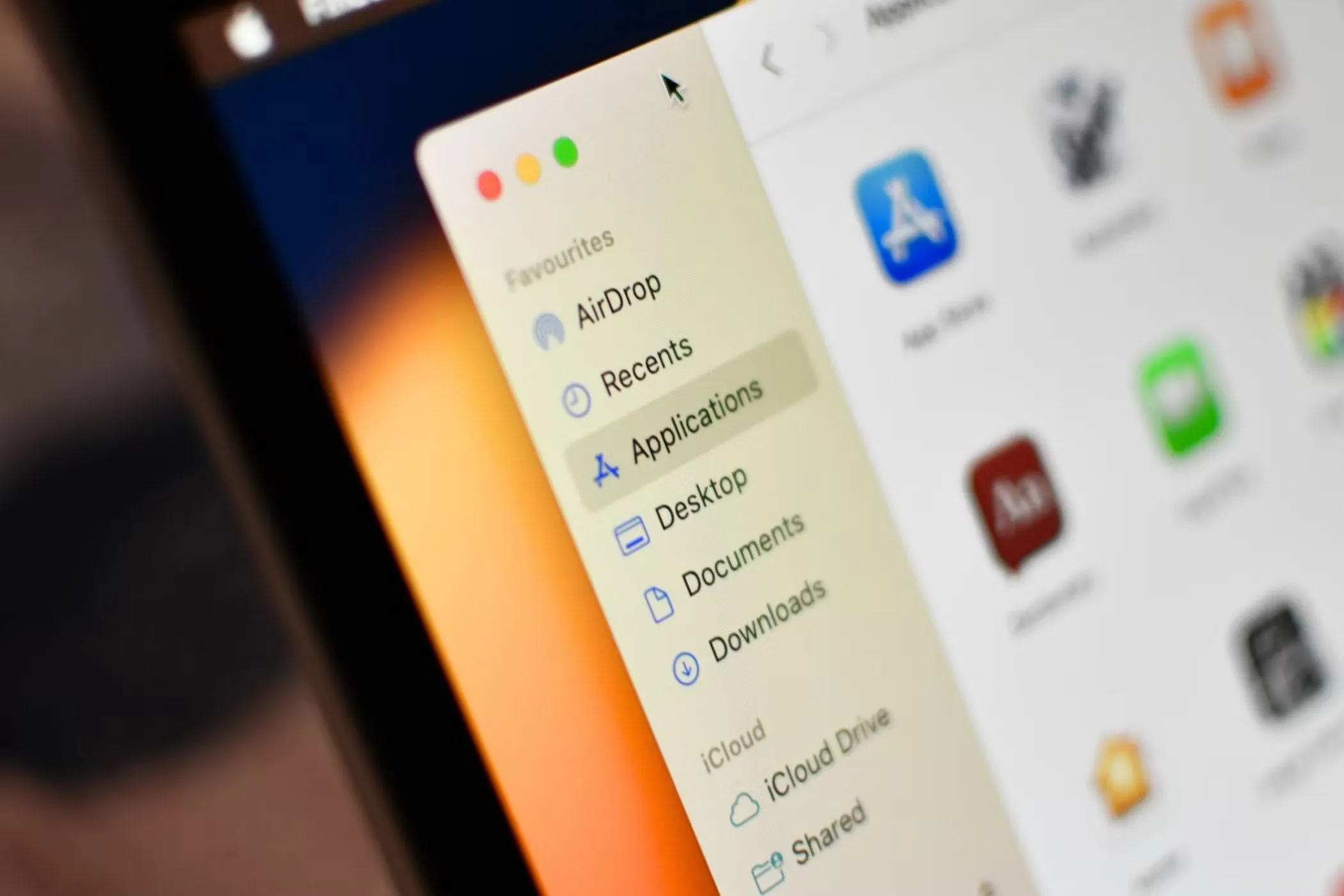 Bảng ứng dụng trong Finder trên macOS