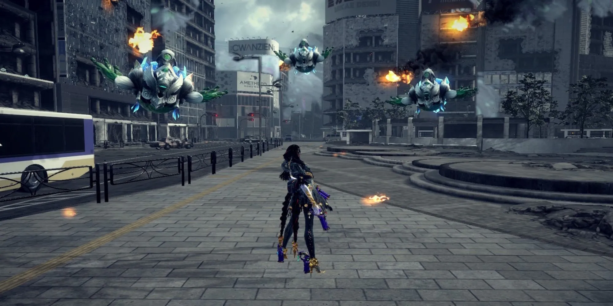 Bayonetta 3 chiến đấu với kẻ thù trong một cảnh hành động mãn nhãn.