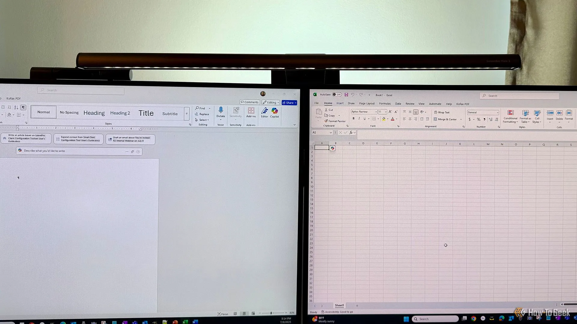 BenQ ScreenBar Halo 2 lắp trên hai màn hình