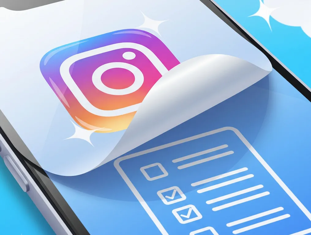 Biểu tượng Instagram trên điện thoại &quot;lột bỏ&quot; để lộ ứng dụng danh sách việc cần làm, minh họa cách thay thế ứng dụng gây sao nhãng bằng công cụ năng suất