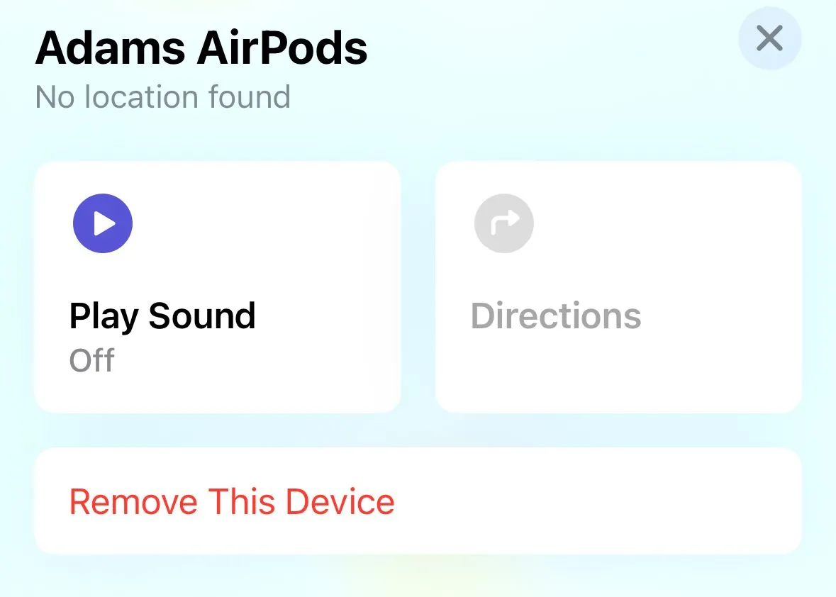 Biểu tượng Phát âm thanh cho AirPods trong ứng dụng Tìm (Find My) trên iPhone