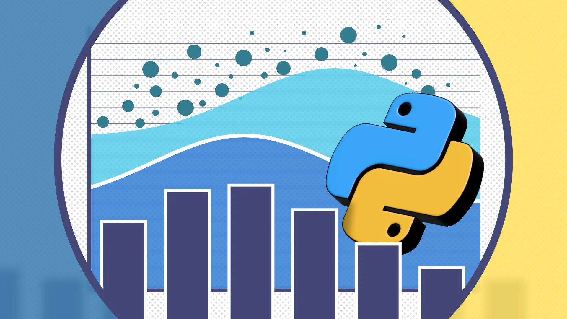 Biểu tượng Seaborn với đồ thị trực quan hóa dữ liệu bằng Python, minh họa khả năng khám phá và hiển thị dữ liệu thống kê phức tạp.